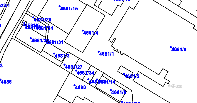 Parcela st. 4681/1 v KÚ Šternberk, Katastrální mapa