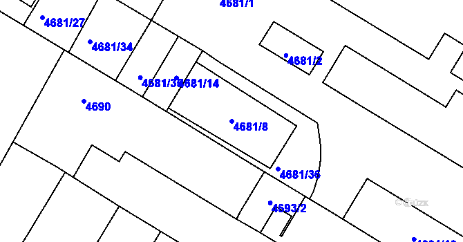 Parcela st. 4681/8 v KÚ Šternberk, Katastrální mapa