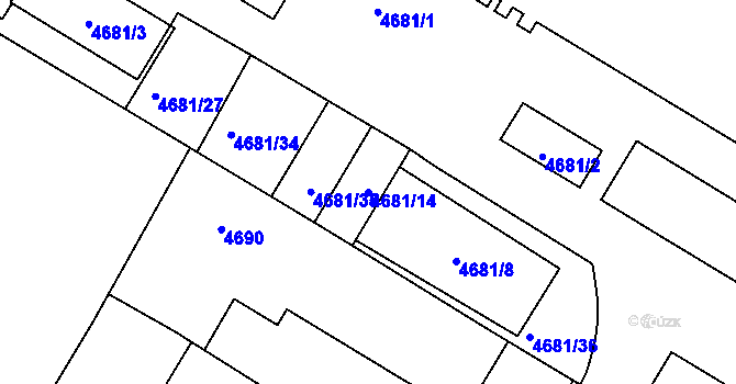 Parcela st. 4681/14 v KÚ Šternberk, Katastrální mapa