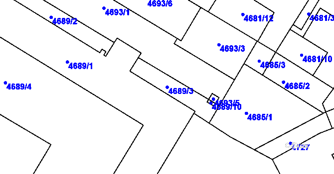 Parcela st. 4689/3 v KÚ Šternberk, Katastrální mapa