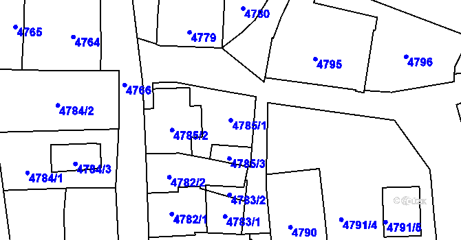 Parcela st. 4785/1 v KÚ Šternberk, Katastrální mapa