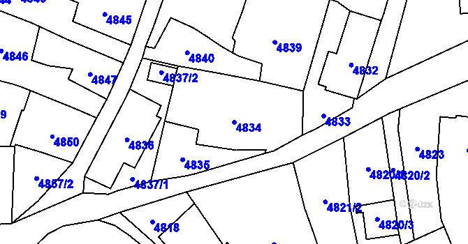 Parcela st. 4834 v KÚ Šternberk, Katastrální mapa