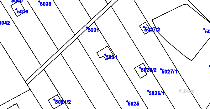 Parcela st. 5024 v KÚ Šternberk, Katastrální mapa