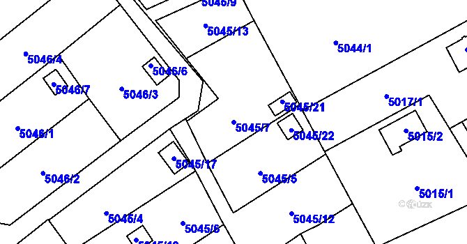 Parcela st. 5045/7 v KÚ Šternberk, Katastrální mapa