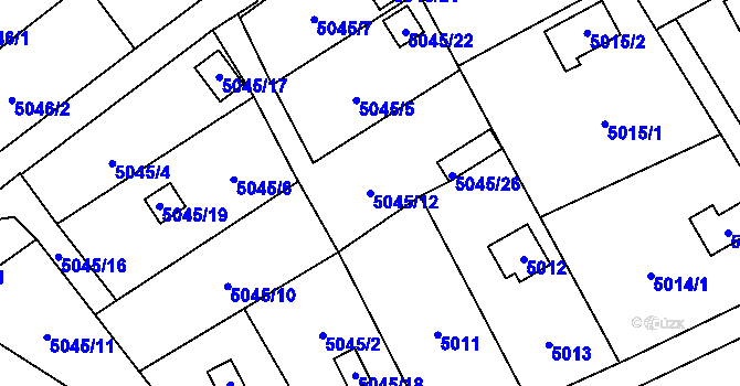 Parcela st. 5045/12 v KÚ Šternberk, Katastrální mapa