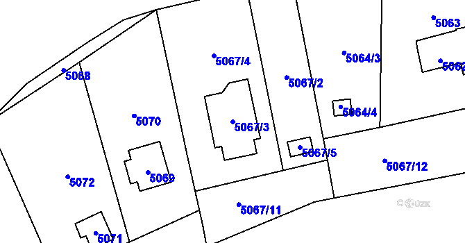 Parcela st. 5067/3 v KÚ Šternberk, Katastrální mapa