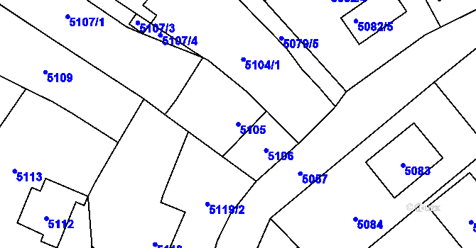 Parcela st. 5105 v KÚ Šternberk, Katastrální mapa