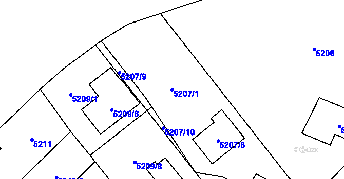 Parcela st. 5207/1 v KÚ Šternberk, Katastrální mapa