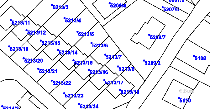 Parcela st. 5213/7 v KÚ Šternberk, Katastrální mapa