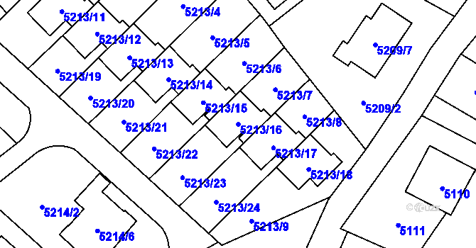 Parcela st. 5213/16 v KÚ Šternberk, Katastrální mapa