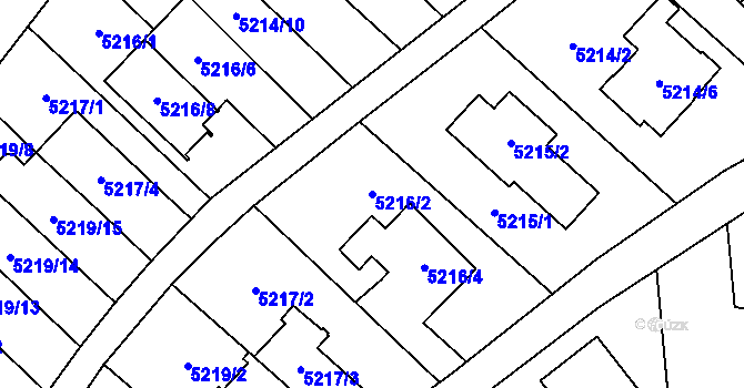 Parcela st. 5216/2 v KÚ Šternberk, Katastrální mapa