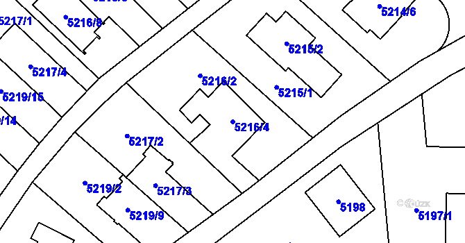 Parcela st. 5216/4 v KÚ Šternberk, Katastrální mapa