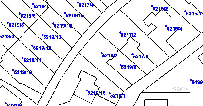 Parcela st. 5219/2 v KÚ Šternberk, Katastrální mapa