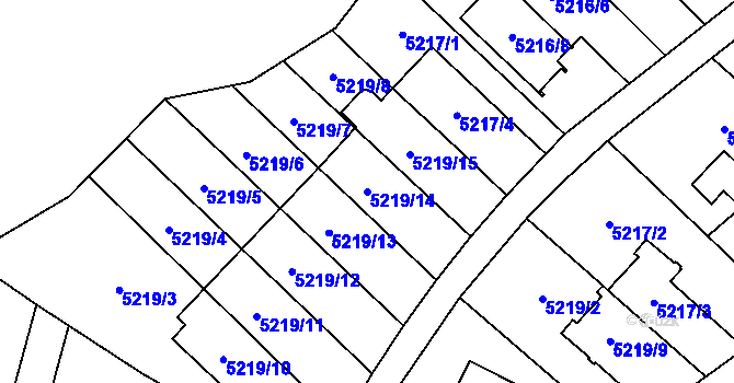 Parcela st. 5219/14 v KÚ Šternberk, Katastrální mapa