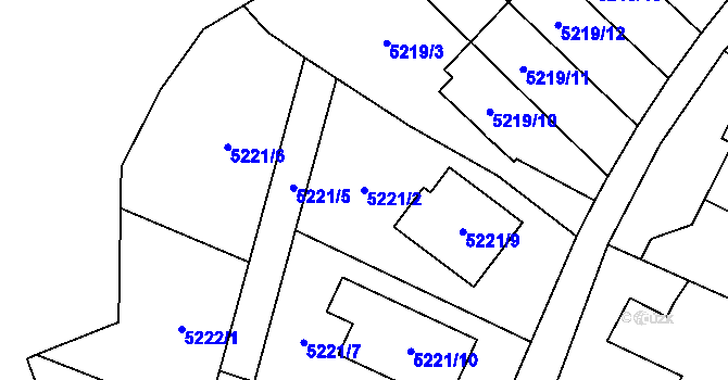 Parcela st. 5221/2 v KÚ Šternberk, Katastrální mapa