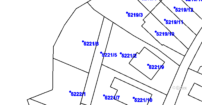 Parcela st. 5221/5 v KÚ Šternberk, Katastrální mapa