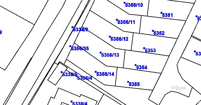 Parcela st. 5356/13 v KÚ Šternberk, Katastrální mapa