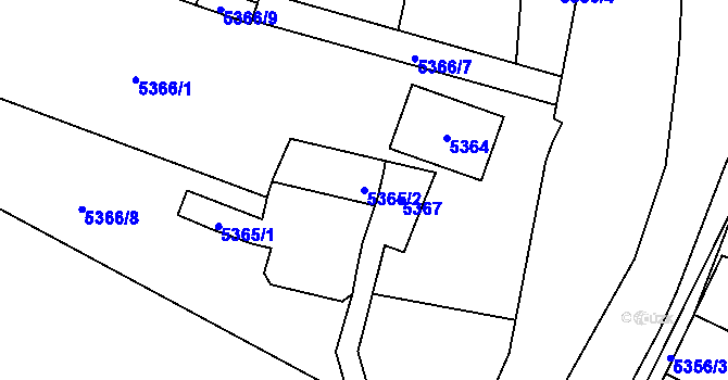 Parcela st. 5365/2 v KÚ Šternberk, Katastrální mapa