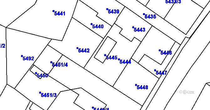 Parcela st. 5445 v KÚ Šternberk, Katastrální mapa
