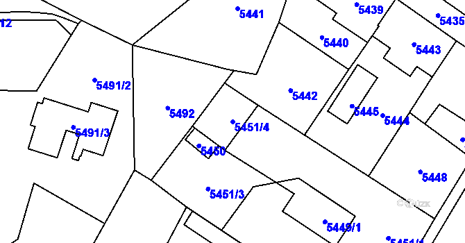 Parcela st. 5451/4 v KÚ Šternberk, Katastrální mapa