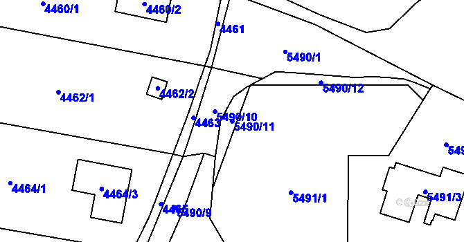 Parcela st. 5490/11 v KÚ Šternberk, Katastrální mapa