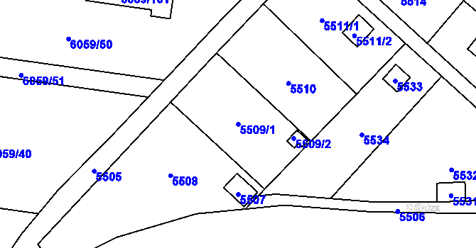 Parcela st. 5509/1 v KÚ Šternberk, Katastrální mapa