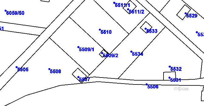 Parcela st. 5509/2 v KÚ Šternberk, Katastrální mapa