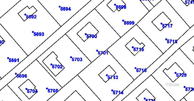 Parcela st. 5701 v KÚ Šternberk, Katastrální mapa