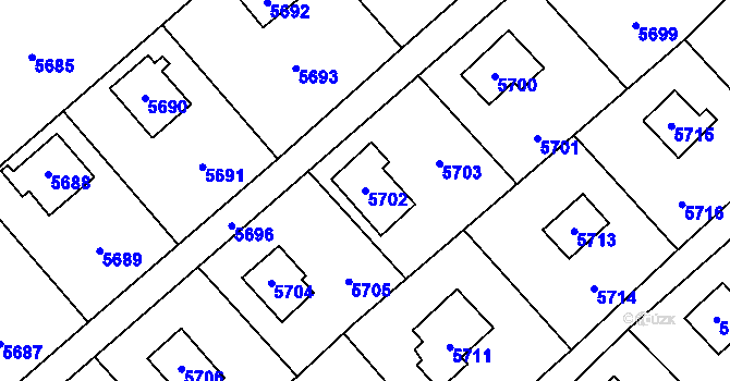 Parcela st. 5702 v KÚ Šternberk, Katastrální mapa