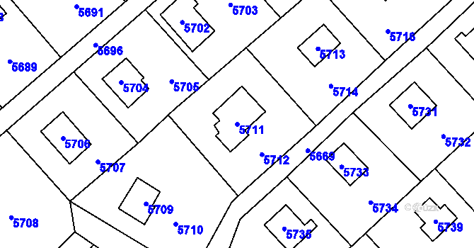 Parcela st. 5711 v KÚ Šternberk, Katastrální mapa
