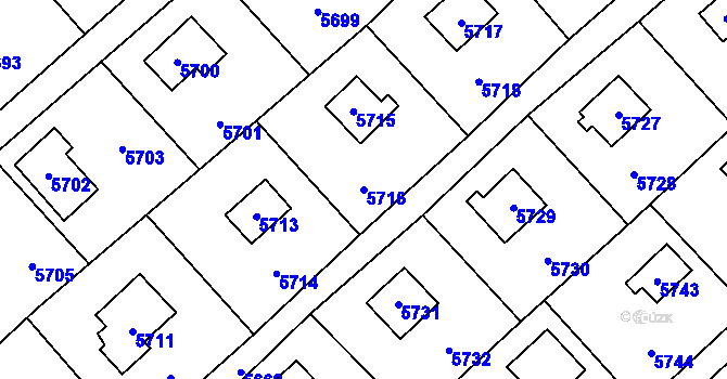 Parcela st. 5716 v KÚ Šternberk, Katastrální mapa