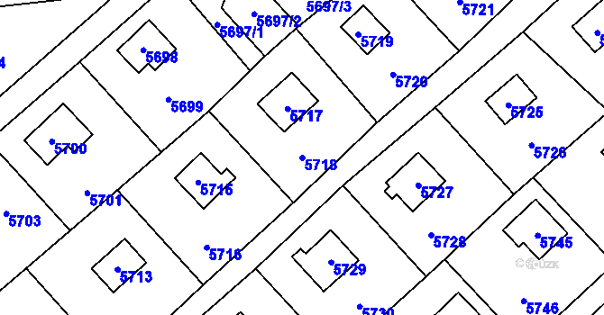 Parcela st. 5718 v KÚ Šternberk, Katastrální mapa