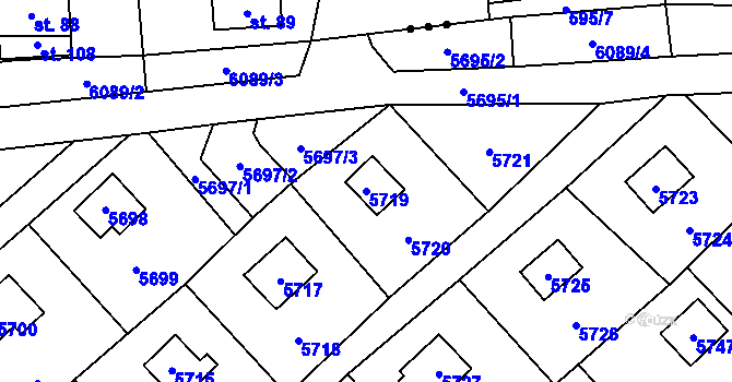 Parcela st. 5719 v KÚ Šternberk, Katastrální mapa