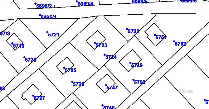 Parcela st. 5724 v KÚ Šternberk, Katastrální mapa