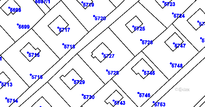 Parcela st. 5727 v KÚ Šternberk, Katastrální mapa