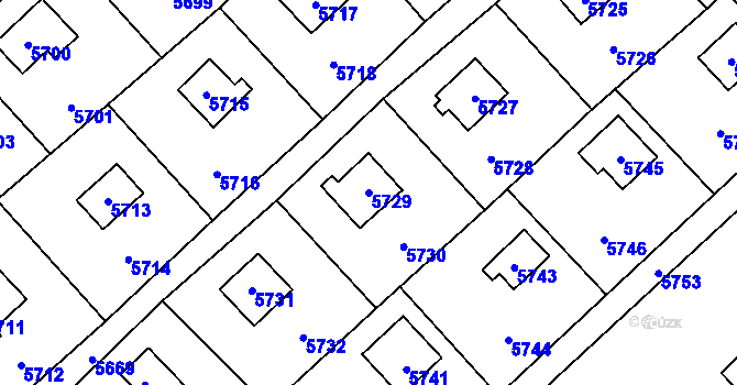Parcela st. 5729 v KÚ Šternberk, Katastrální mapa