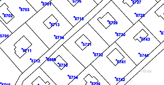 Parcela st. 5731 v KÚ Šternberk, Katastrální mapa