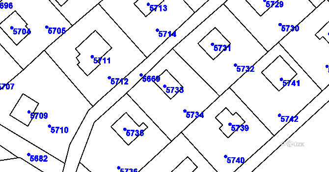 Parcela st. 5733 v KÚ Šternberk, Katastrální mapa