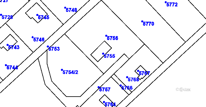 Parcela st. 5755 v KÚ Šternberk, Katastrální mapa