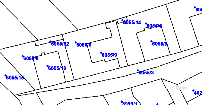 Parcela st. 6055/9 v KÚ Šternberk, Katastrální mapa