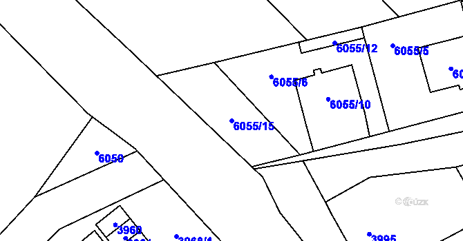 Parcela st. 6055/15 v KÚ Šternberk, Katastrální mapa
