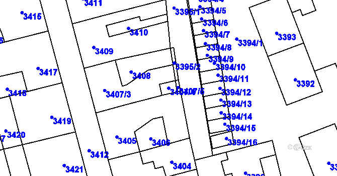Parcela st. 3407/4 v KÚ Šternberk, Katastrální mapa