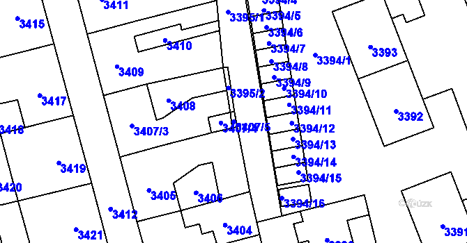 Parcela st. 3407/5 v KÚ Šternberk, Katastrální mapa