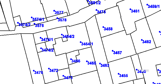 Parcela st. 3464/1 v KÚ Šternberk, Katastrální mapa
