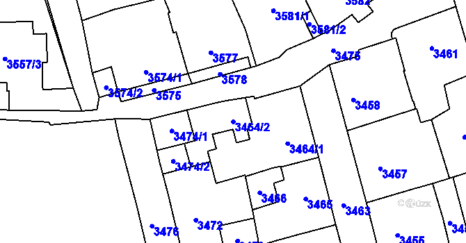 Parcela st. 3464/2 v KÚ Šternberk, Katastrální mapa