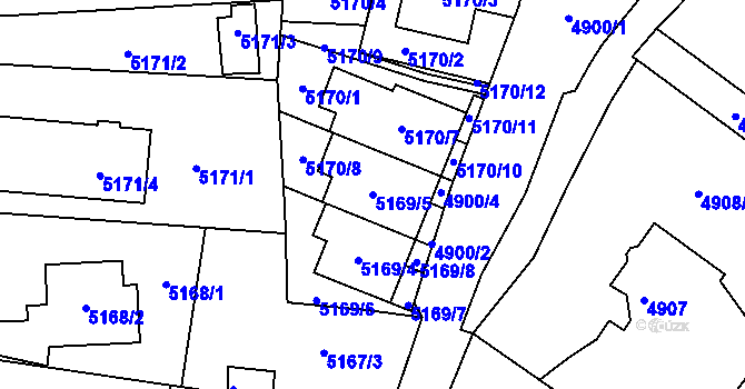 Parcela st. 5169/5 v KÚ Šternberk, Katastrální mapa
