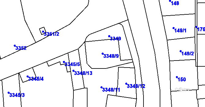 Parcela st. 3348/9 v KÚ Šternberk, Katastrální mapa