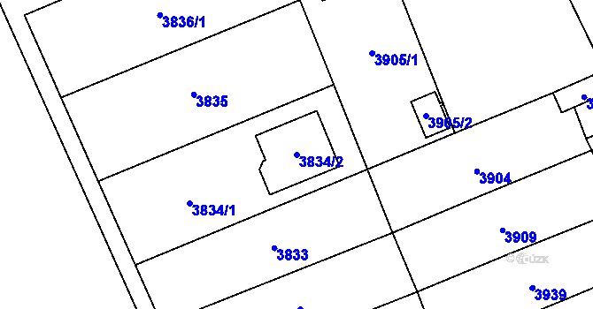 Parcela st. 3834/2 v KÚ Šternberk, Katastrální mapa