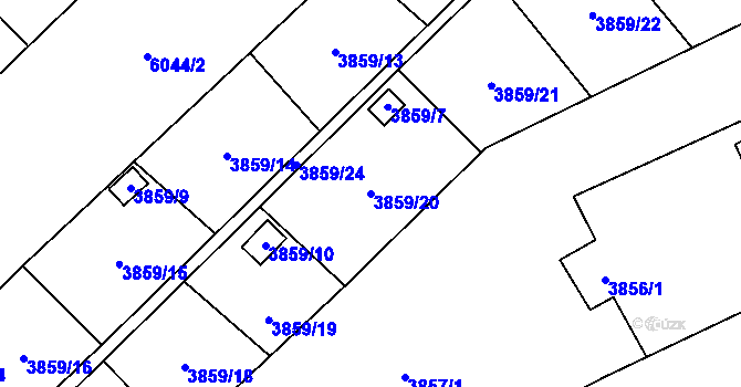 Parcela st. 3859/20 v KÚ Šternberk, Katastrální mapa