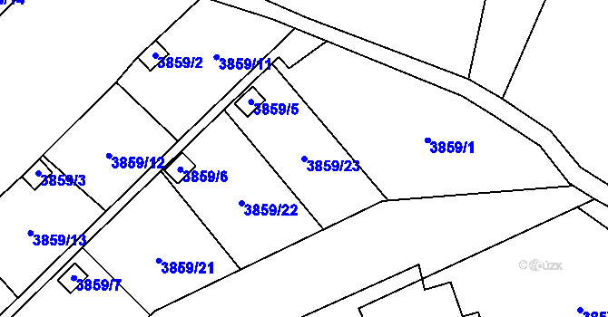 Parcela st. 3859/23 v KÚ Šternberk, Katastrální mapa